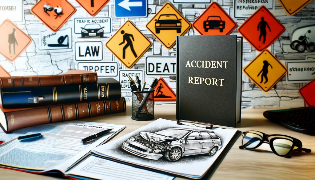 交通事故に強い弁護士が交通事故専門書籍を読みながら交通事故事件を専門的に考察している様子